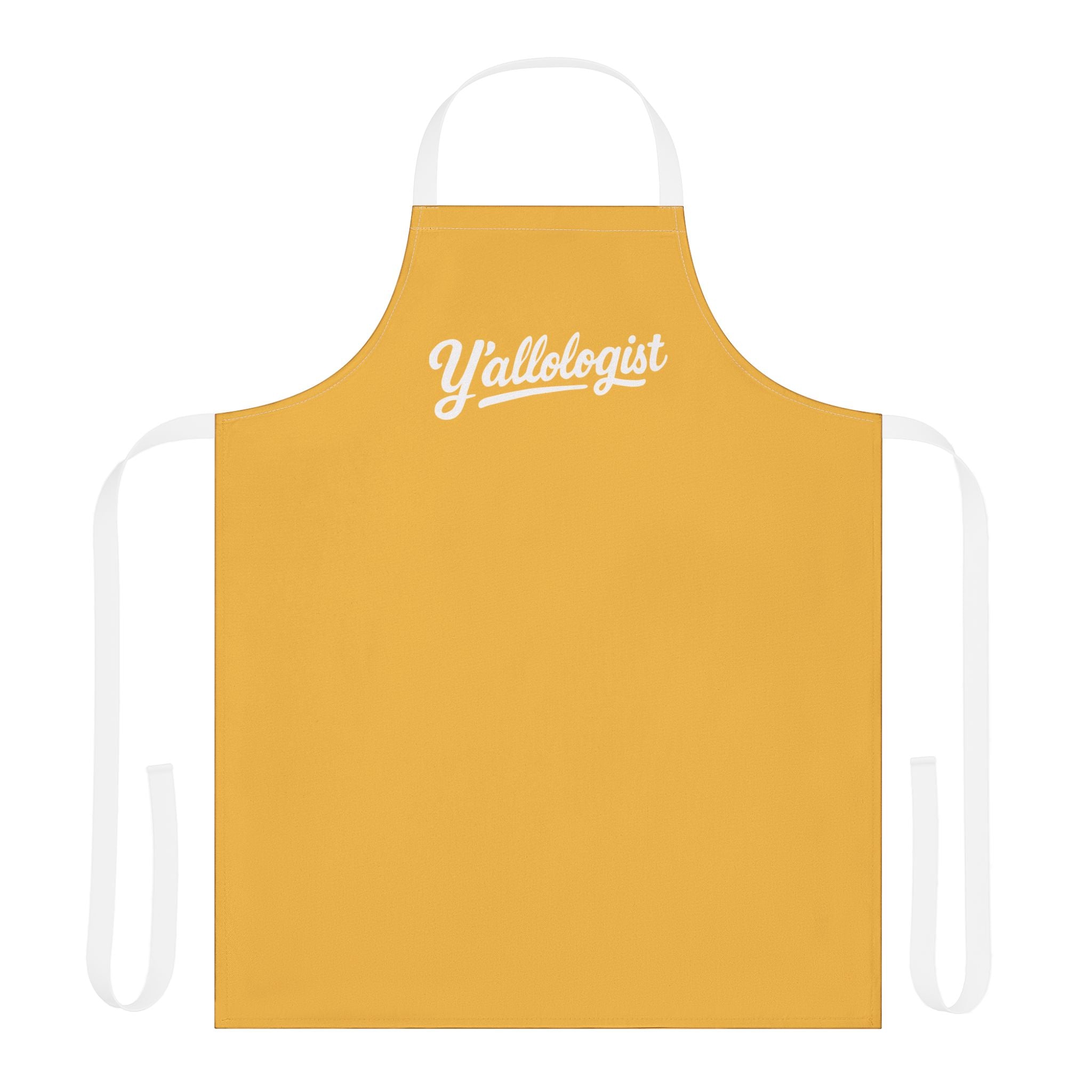 Y'allologist Yellow Apron with White Lettering