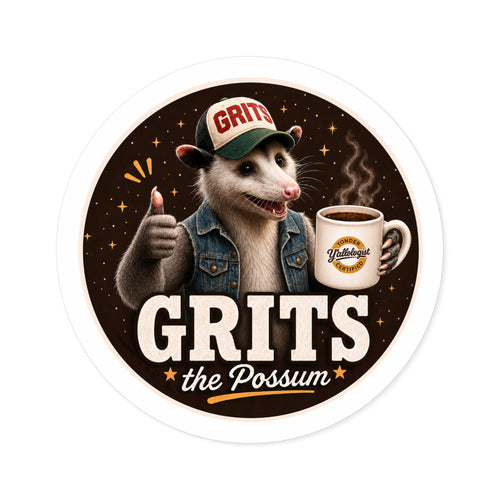 Grits the Possum w/ Y'allologist Mug Round Sticker