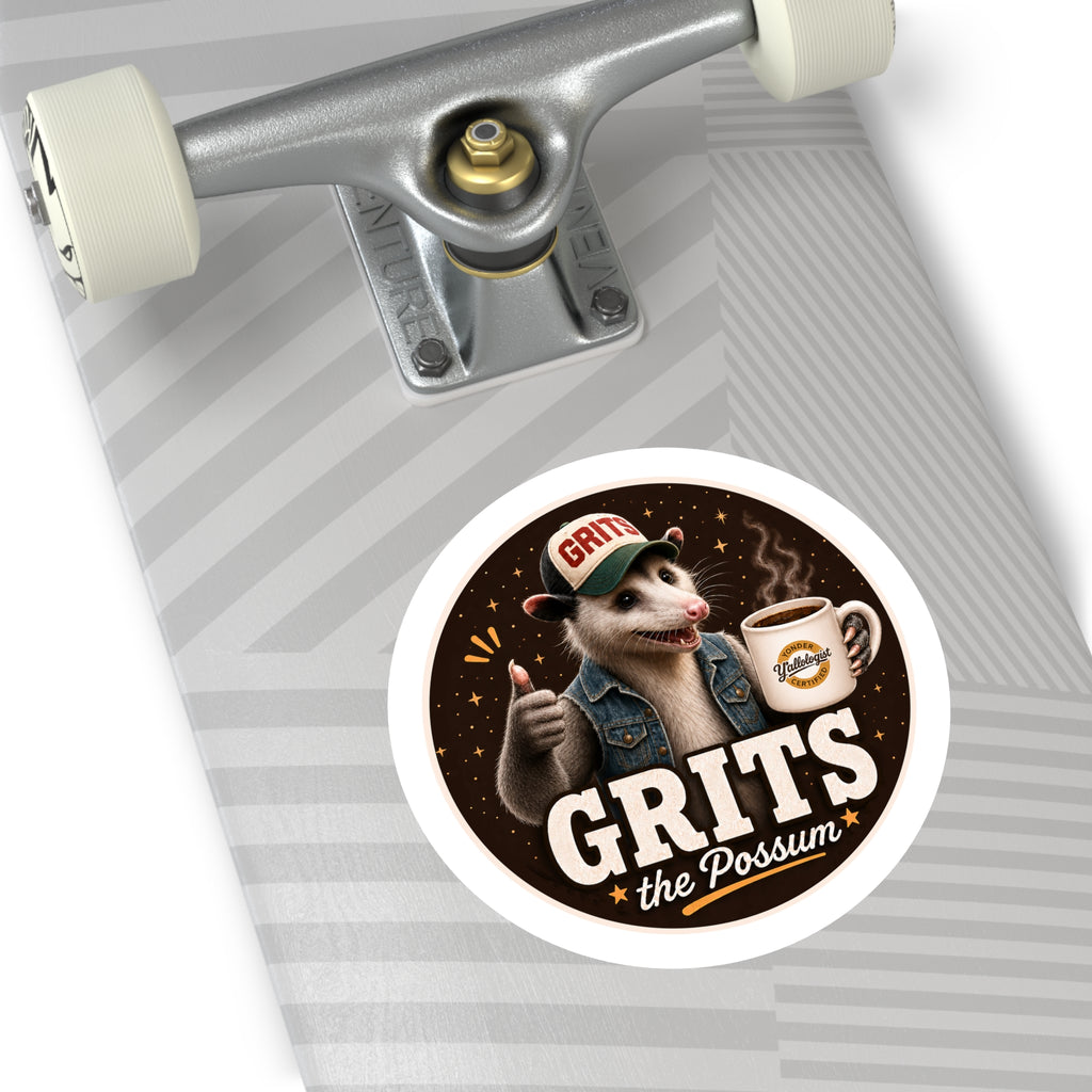 Grits the Possum w/ Y'allologist Mug Round Sticker