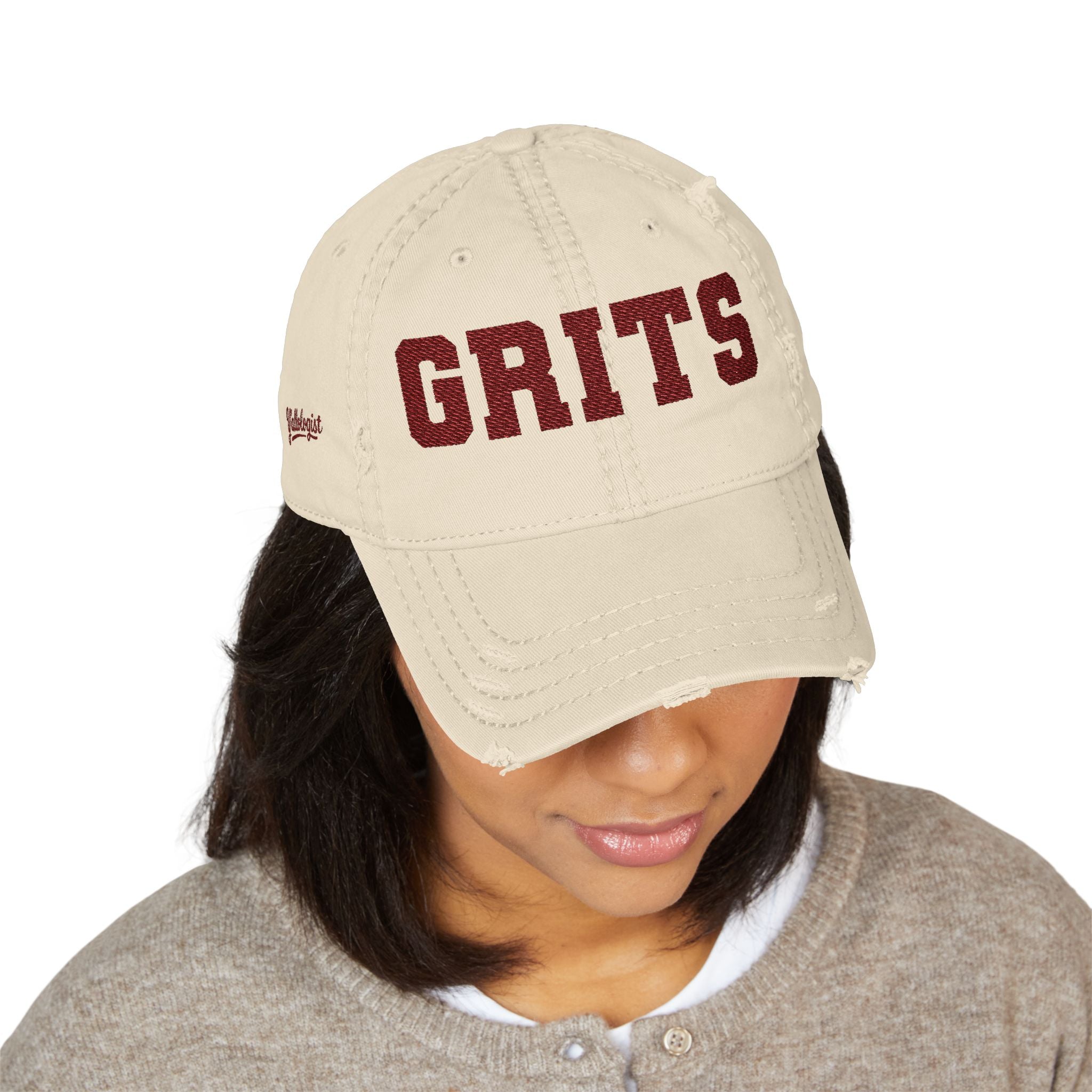 Grits Embroidered Distressed Hat w/Stay Gritty! on back