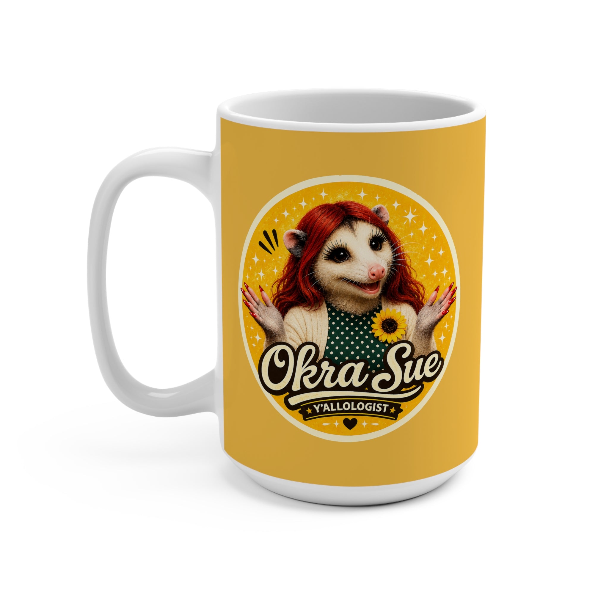 Okra Sue 15oz Yellow Coffee Mug