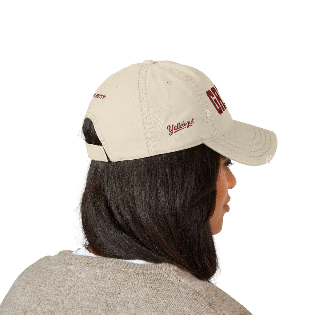 Grits Embroidered Distressed Hat w/Stay Gritty! on back