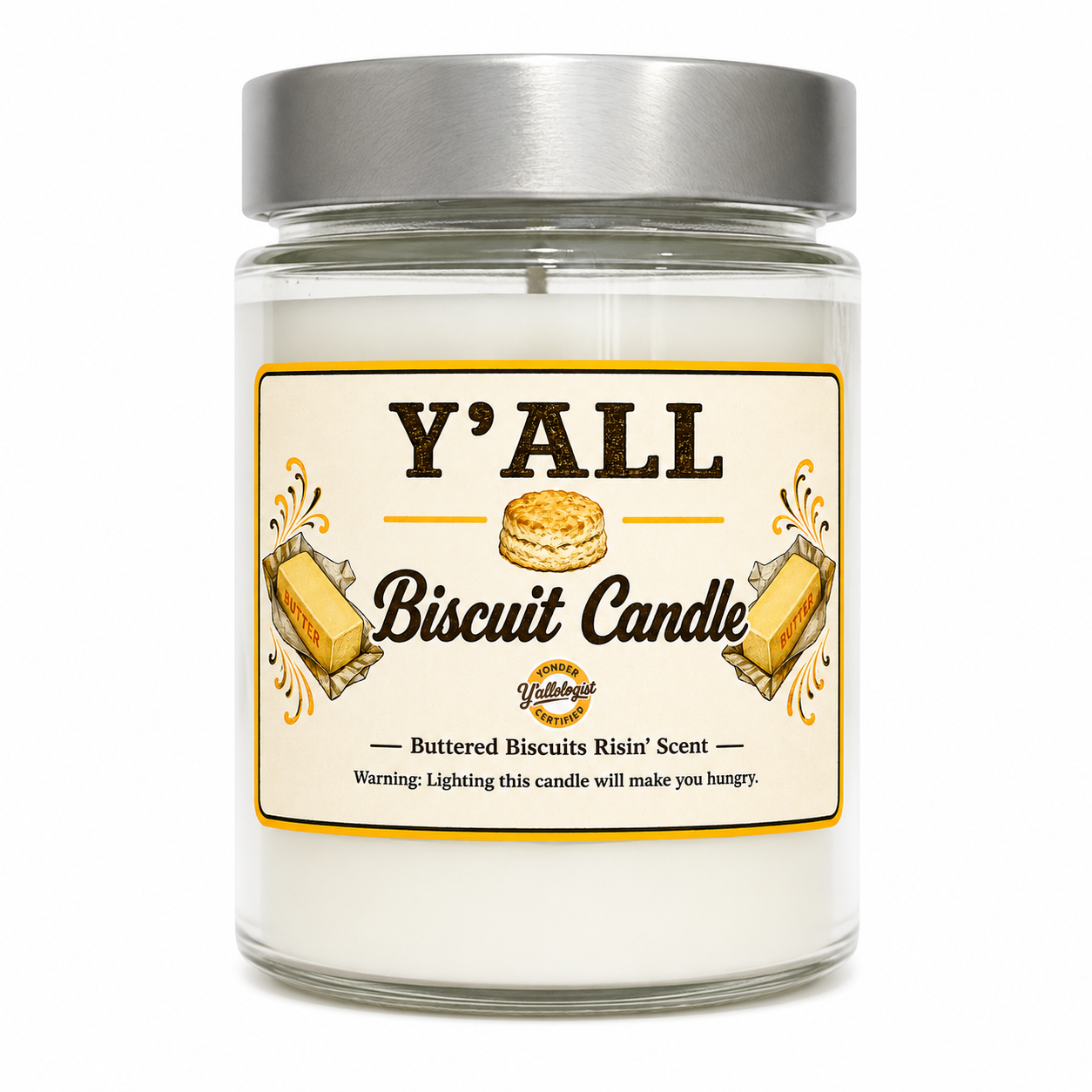 Y'all Biscuit Candle in Jar, 9oz
