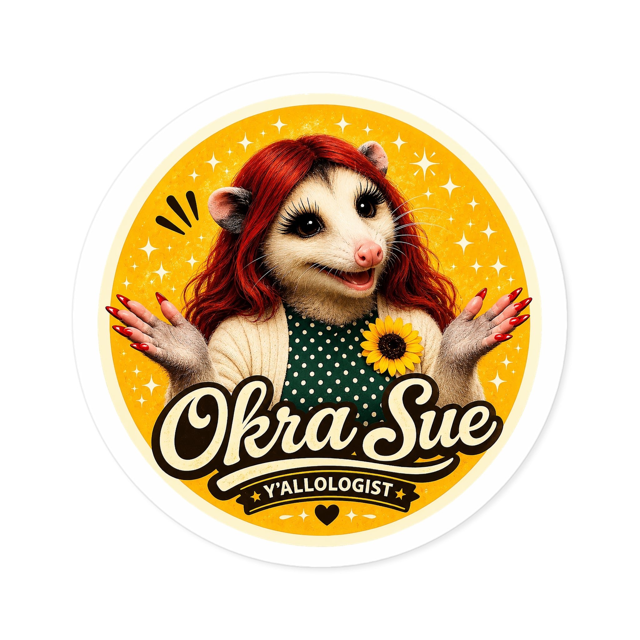 Okra Sue Round Sticker