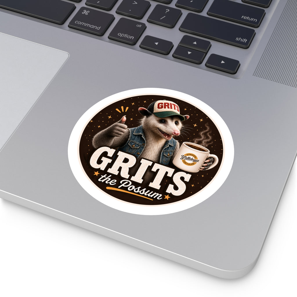 Grits the Possum w/ Y'allologist Mug Round Sticker