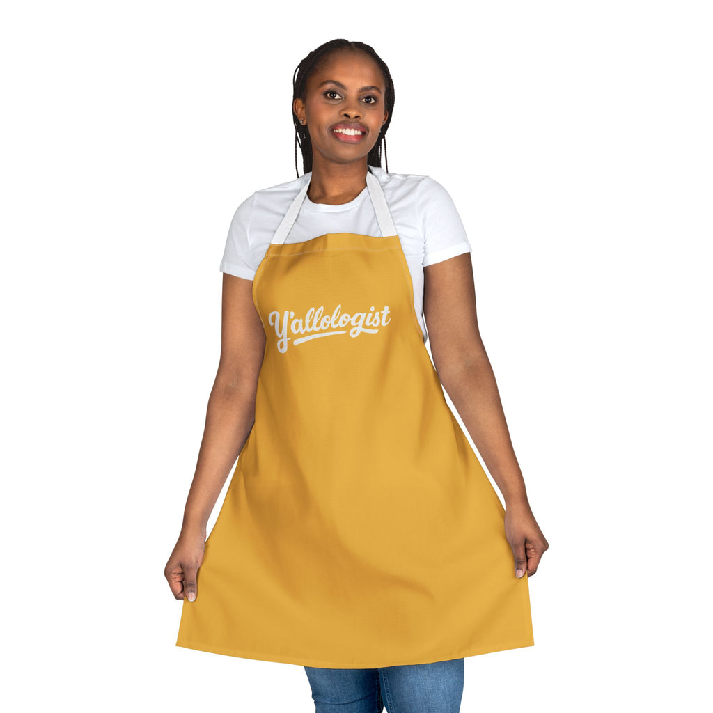 Y'allologist Yellow Apron with White Lettering