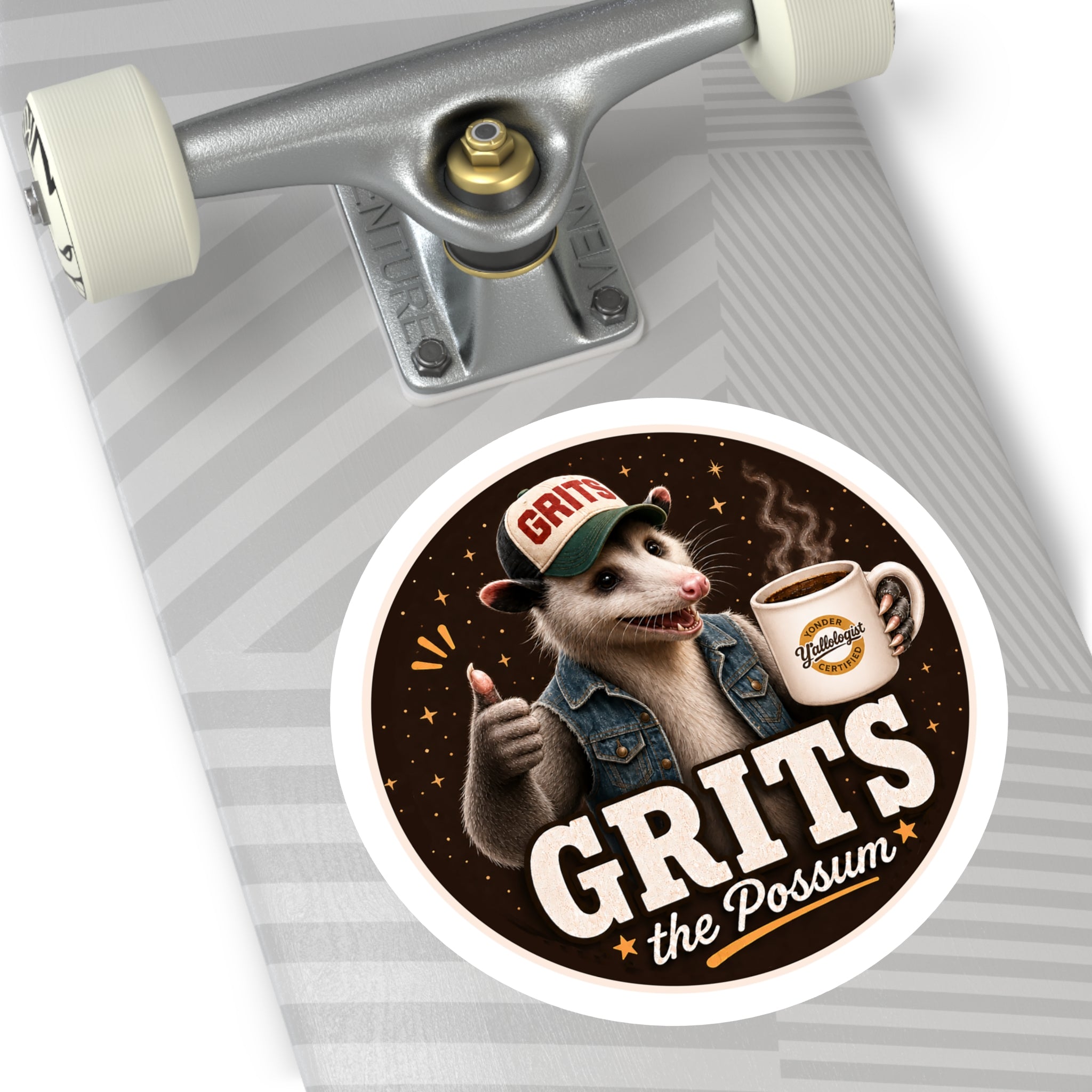 Grits the Possum w/ Y'allologist Mug Round Sticker