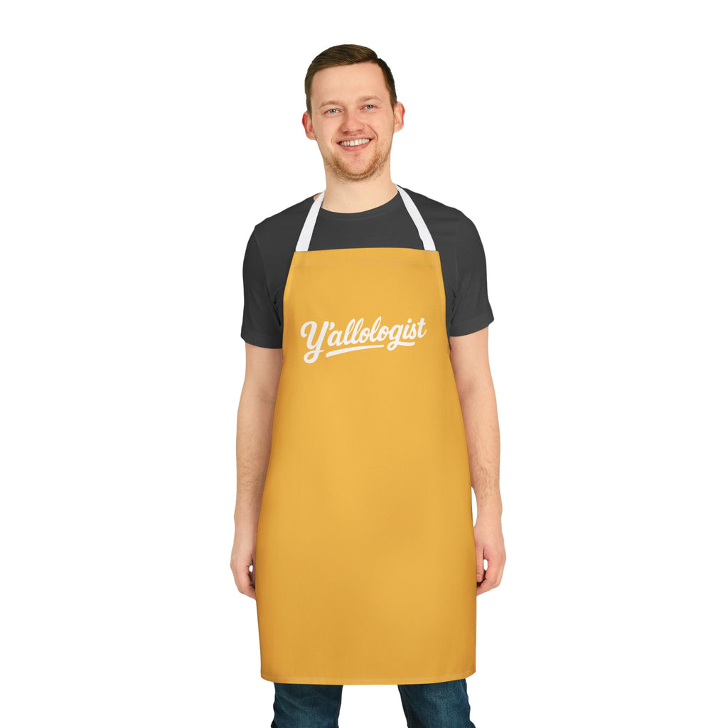 Y'allologist Yellow Apron with White Lettering