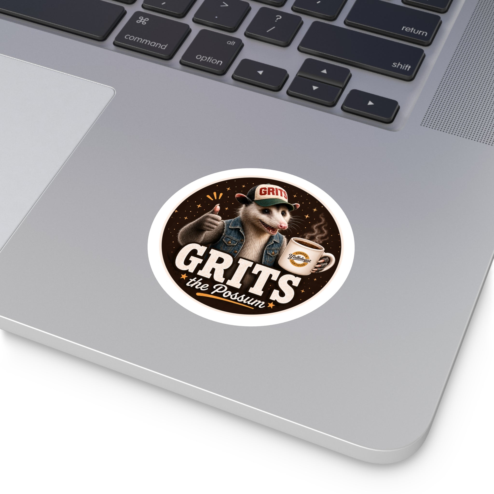Grits the Possum w/ Y'allologist Mug Round Sticker